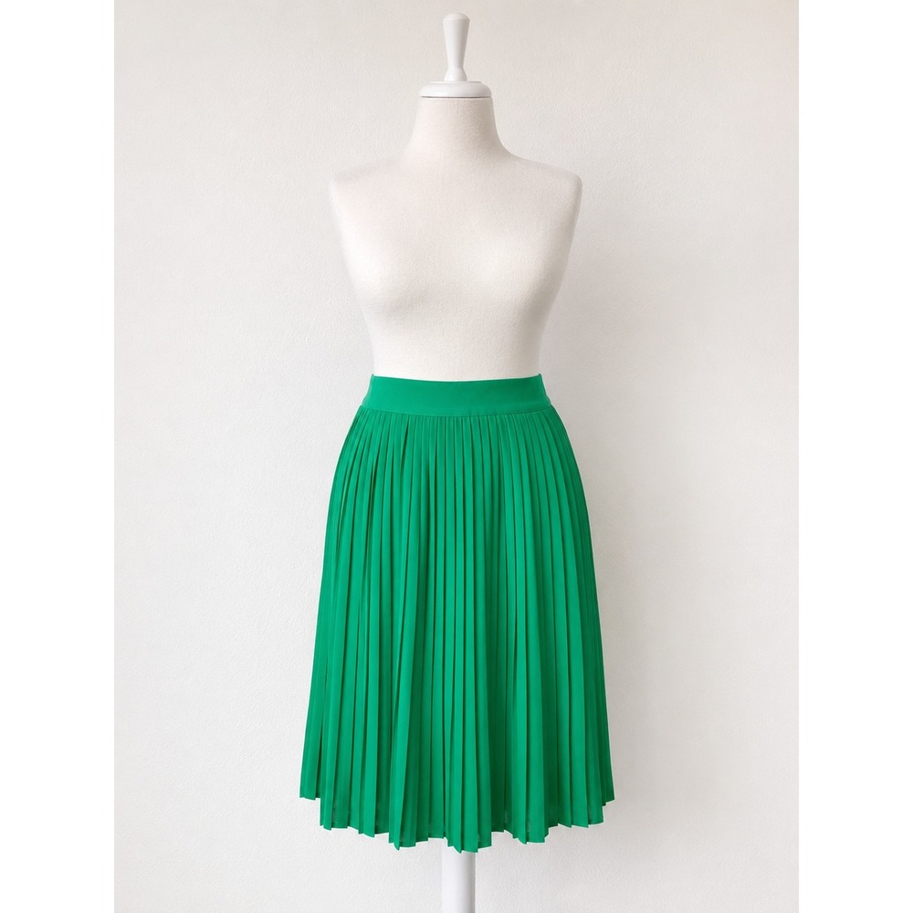 J Crew Pleated Kelly Green Skirt Sz 20 Lined Midi Preppy‎ Classiccore Careerwear
